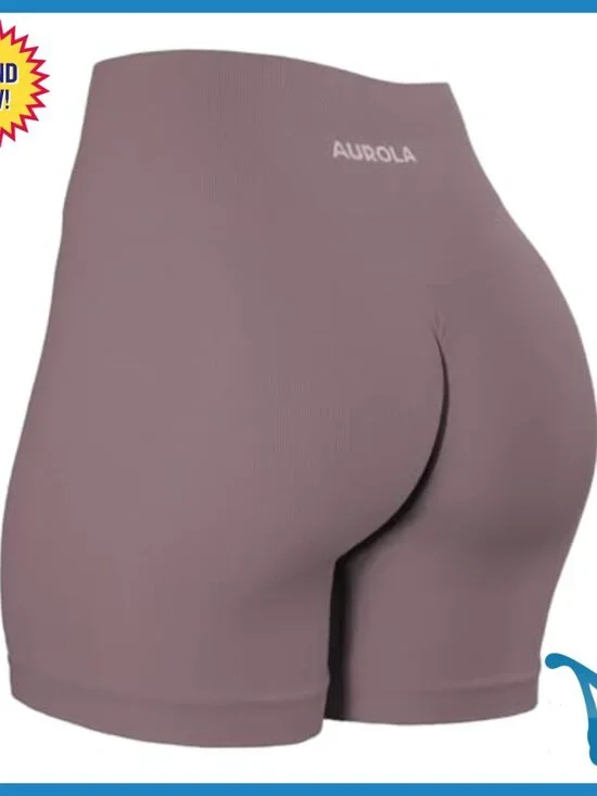 High Waist Tummy Control Workout Shorts Seamless Ribbed Activewear
